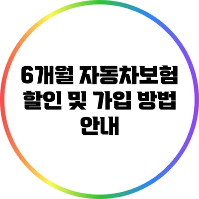 6개월 자동차보험: 할인 및 가입 방법 안내