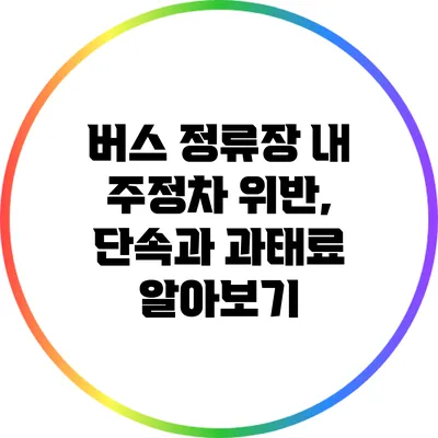 버스 정류장 내 주정차 위반, 단속과 과태료 알아보기