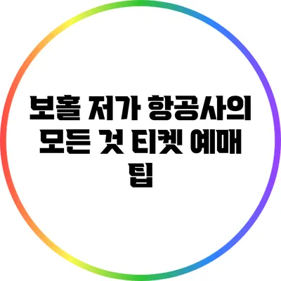 보홀 저가 항공사의 모든 것: 티켓 예매 팁