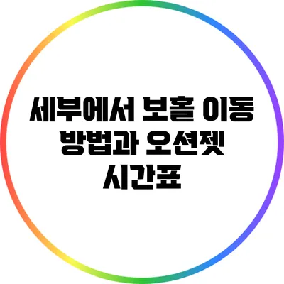 세부에서 보홀 이동 방법과 오션젯 시간표