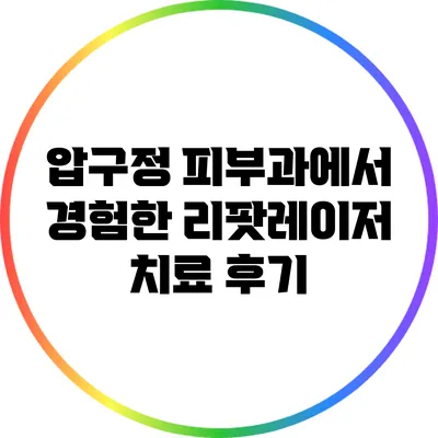 압구정 피부과에서 경험한 리팟레이저 치료 후기