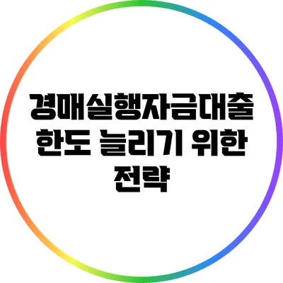 경매실행자금대출 한도 늘리기 위한 전략