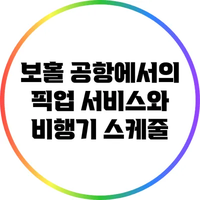 보홀 공항에서의 픽업 서비스와 비행기 스케줄