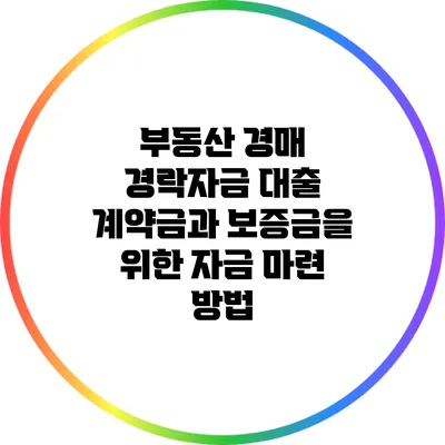 부동산 경매 경락자금 대출: 계약금과 보증금을 위한 자금 마련 방법