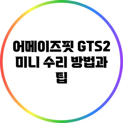 어메이즈핏 GTS2 미니 수리 방법과 팁