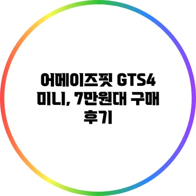 어메이즈핏 GTS4 미니, 7만원대 구매 후기