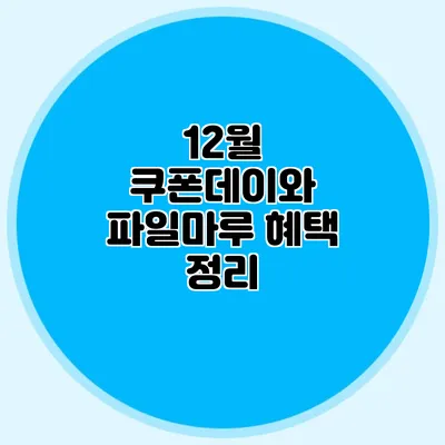 12월 쿠폰데이와 파일마루 혜택 정리