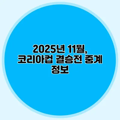 2025년 11월, 코리아컵 결승전 중계 정보