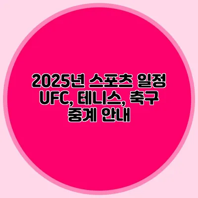 2025년 스포츠 일정 UFC, 테니스, 축구 중계 안내