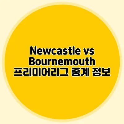 Newcastle vs Bournemouth 프리미어리그 중계 정보