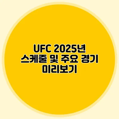 UFC 2025년 스케줄 및 주요 경기 미리보기