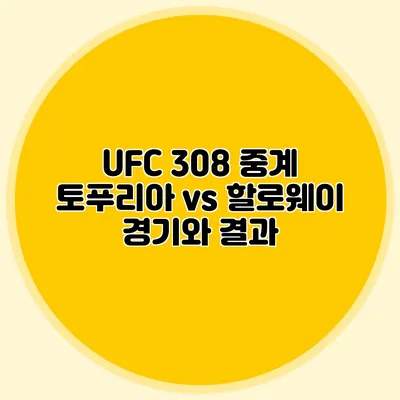 UFC 308 중계 토푸리아 vs 할로웨이 경기와 결과