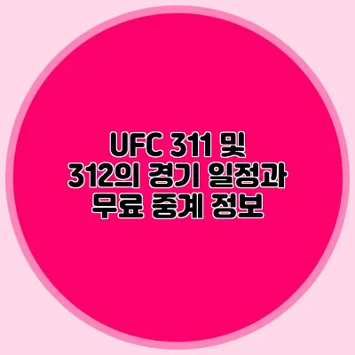 UFC 311 및 312의 경기 일정과 무료 중계 정보
