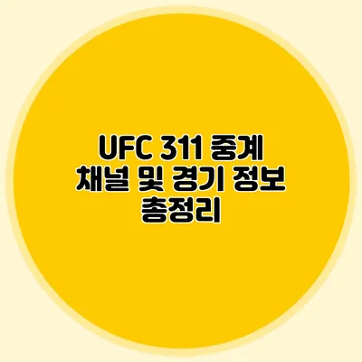 UFC 311 중계 채널 및 경기 정보 총정리