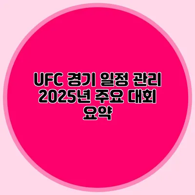 UFC 경기 일정 관리 2025년 주요 대회 요약