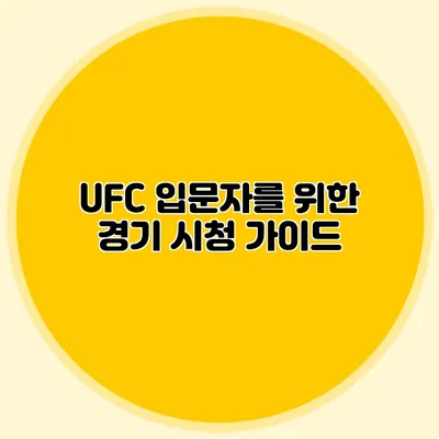 UFC 입문자를 위한 경기 시청 가이드