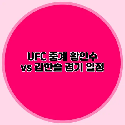 UFC 중계 황인수 vs 김한슬 경기 일정