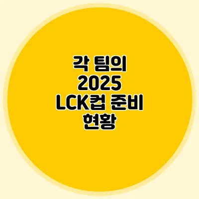 각 팀의 2025 LCK컵 준비 현황