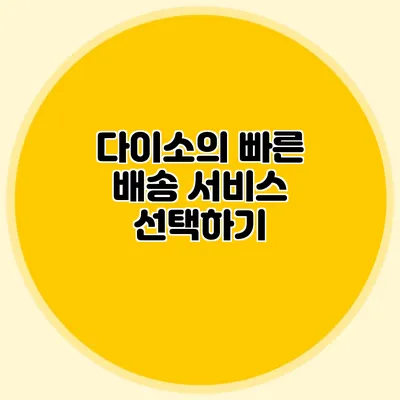다이소의 빠른 배송 서비스 선택하기