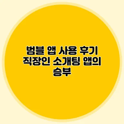 범블 앱 사용 후기 직장인 소개팅 앱의 승부