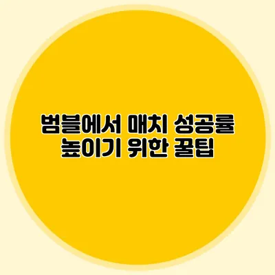 범블에서 매치 성공률 높이기 위한 꿀팁