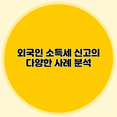 외국인 소득세 신고의 다양한 사례 분석