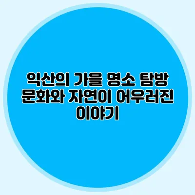 익산의 가을 명소 탐방 문화와 자연이 어우러진 이야기