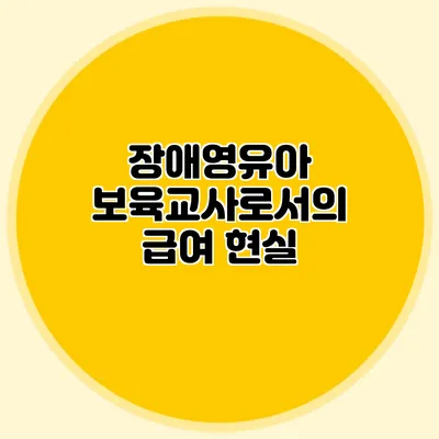 장애영유아 보육교사로서의 급여 현실