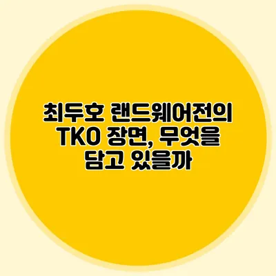 최두호 랜드웨어전의 TKO 장면, 무엇을 담고 있을까?