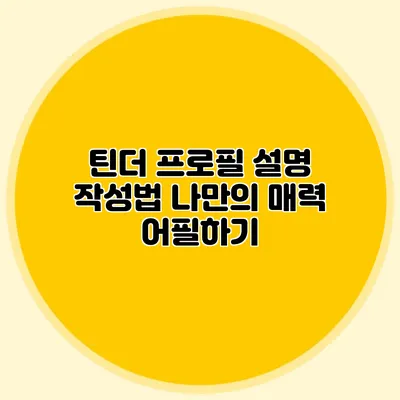 틴더 프로필 설명 작성법 나만의 매력 어필하기