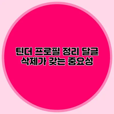 틴더 프로필 정리 달글 삭제가 갖는 중요성