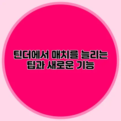 틴더에서 매치를 늘리는 팁과 새로운 기능