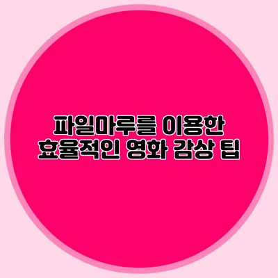 파일마루를 이용한 효율적인 영화 감상 팁