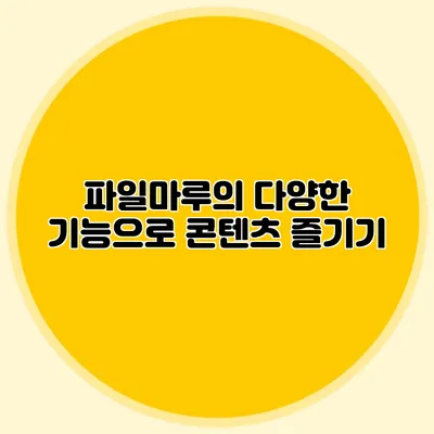 파일마루의 다양한 기능으로 콘텐츠 즐기기