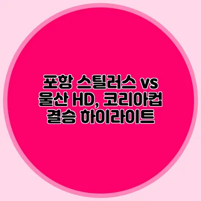 포항 스틸러스 vs 울산 HD, 코리아컵 결승 하이라이트