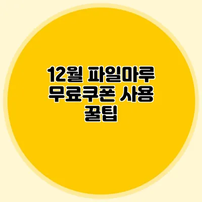 12월 파일마루 무료쿠폰 사용 꿀팁