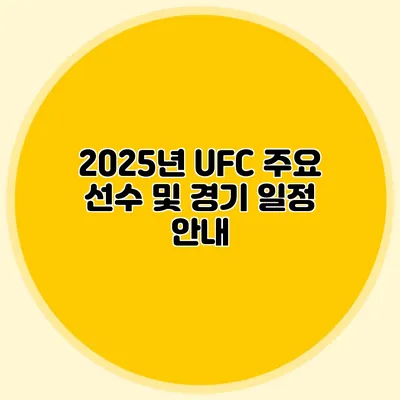 2025년 UFC 주요 선수 및 경기 일정 안내
