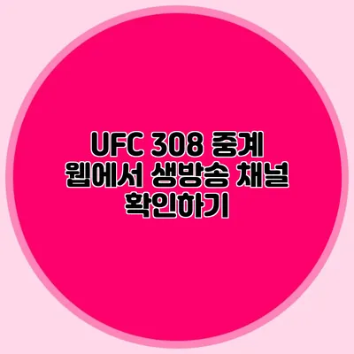 UFC 308 중계 웹에서 생방송 채널 확인하기