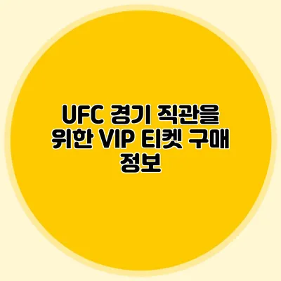 UFC 경기 직관을 위한 VIP 티켓 구매 정보
