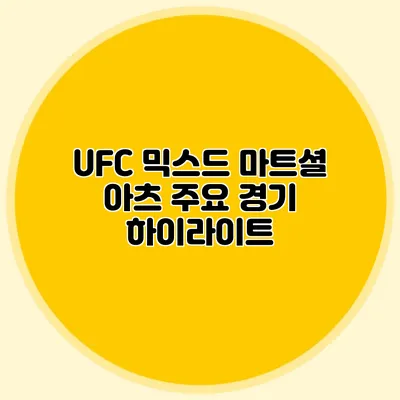 UFC 믹스드 마트셜 아츠 주요 경기 하이라이트
