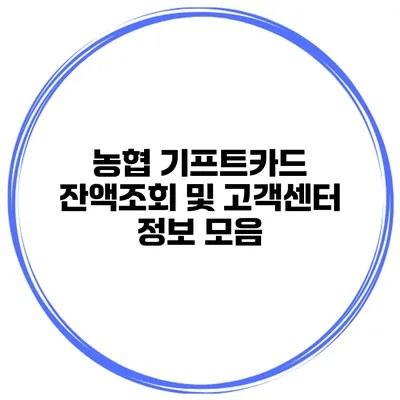 농협 기프트카드 잔액조회 및 고객센터 정보 모음
