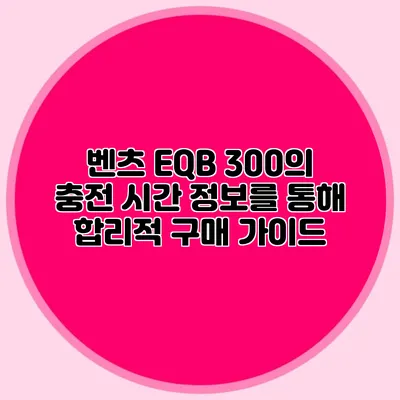 벤츠 EQB 300의 충전 시간 정보를 통해 합리적 구매 가이드