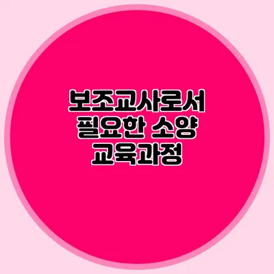 보조교사로서 필요한 소양 교육과정