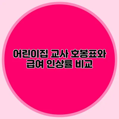 어린이집 교사 호봉표와 급여 인상률 비교