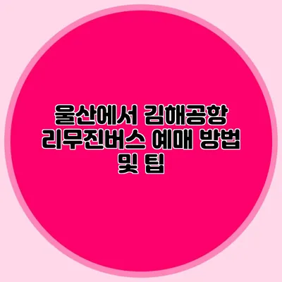 울산에서 김해공항 리무진버스 예매 방법 및 팁