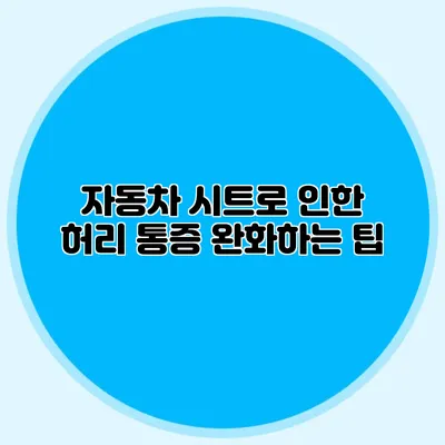 자동차 시트로 인한 허리 통증 완화하는 팁