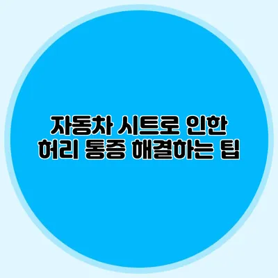 자동차 시트로 인한 허리 통증 해결하는 팁
