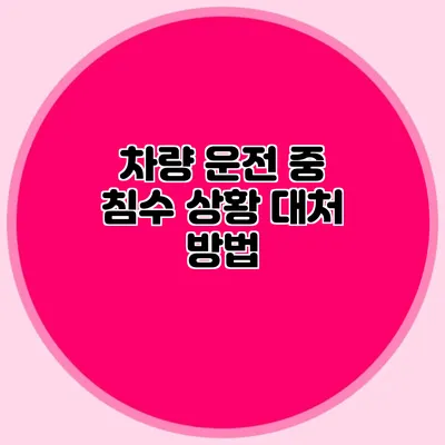 차량 운전 중 침수 상황 대처 방법